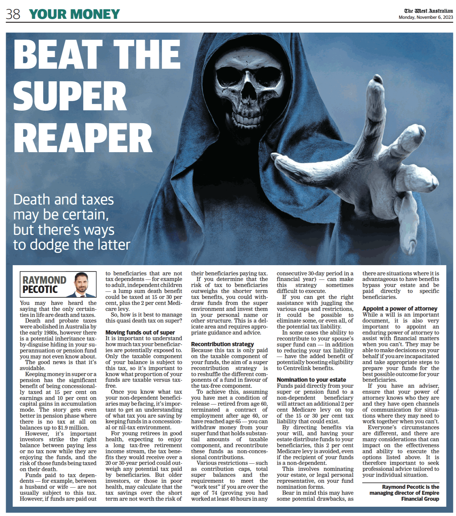 Beat the Super Reaper Article in The West